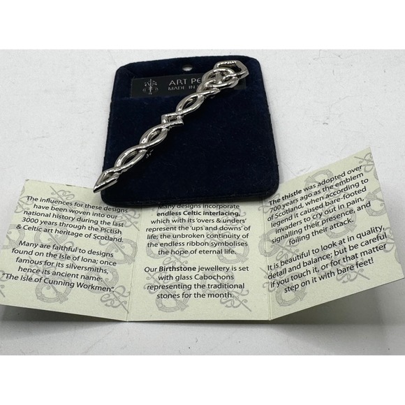 Art Pewter Celtic Knot Kilt Pin Brooch Silver Tone Made in Scotland NWT - Picture 5 of 6